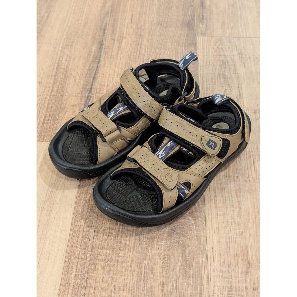 FootJoy Golf Sandals Mens 8 M Womens 9.5 Tan Black Spiked Golf Shoes 48451